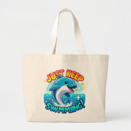 Blijf zwemmen Dolfijn Grote Tote Bag