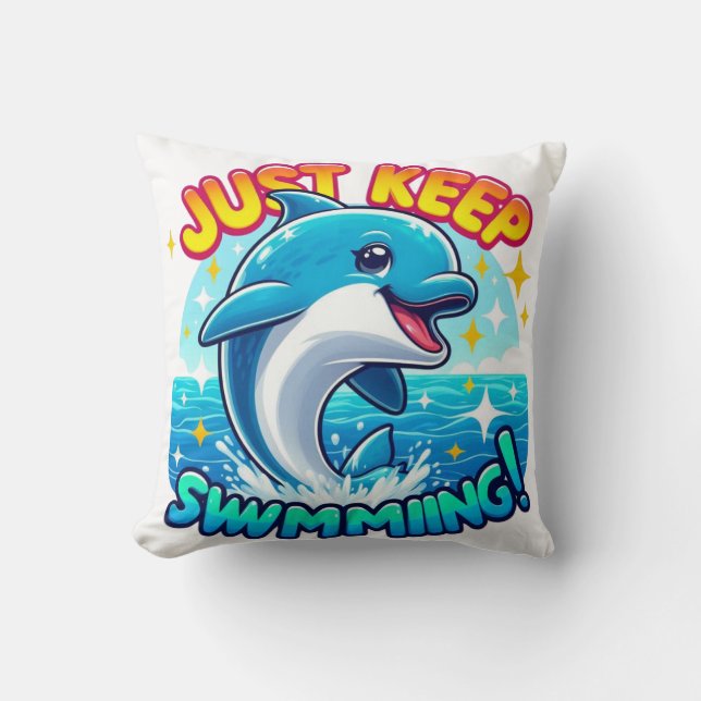 Blijf zwemmen Dolfijn Kussen (Voorkant)