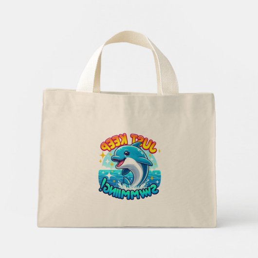 Blijf zwemmen Dolfijn Mini Tote Bag (Achterkant)