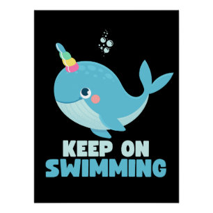 Blijf Zwemmen Kawaii Walvis Perfect Poster