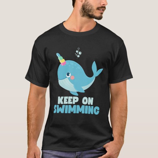 Blijf Zwemmen Kawaii Walvis T-shirt (Voorkant)