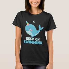 Blijf Zwemmen Kawaii Walvis T-shirt