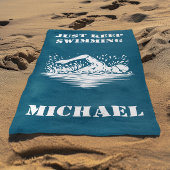 Blijf zwemmen met zwemmer monogram strandlaken