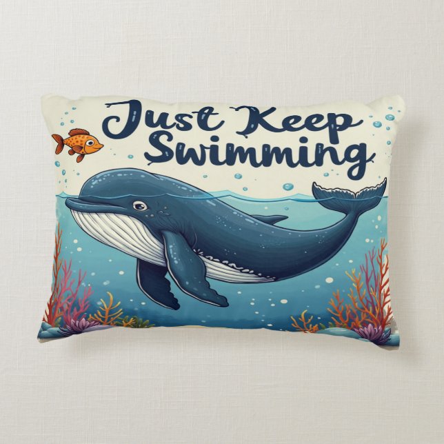 Blijf zwemmen – Motivatie Inspirerend Accent Kussen (Achterkant)