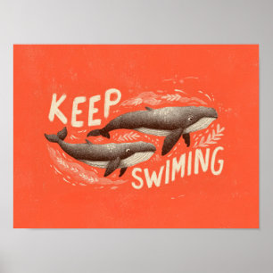 Blijf Zwemmen Walvissen Poster