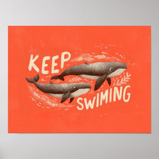 Blijf Zwemmen Walvissen Poster (Voorkant)