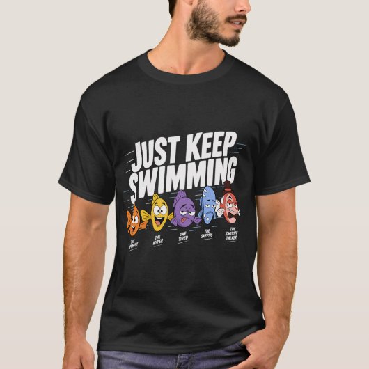 Blijf Zwemmende Visbemanning T-shirt (Voorkant)