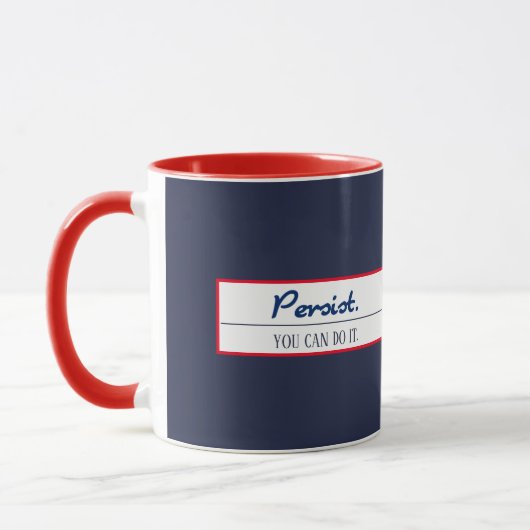 Blijft u het doen het Blauwe Sjabloon aanmoedigen Mok (Links)