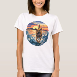 Blijge Labrador Rent Door Gouden Zonsondergang Oce T-shirt