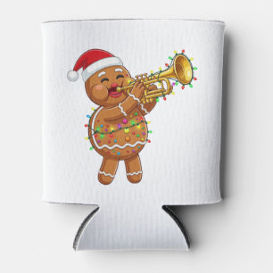 Blijgebaarde Kerstman Muzikant die Trompet Speelt Blikjeskoeler