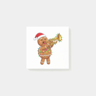 Blijgebaarde Kerstman Muzikant die Trompet Speelt Post-it® Notes