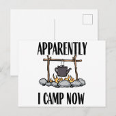 Blijkbaar kampeer ik nu Funny Camping Quote Briefkaart (Voorkant / Achterkant)