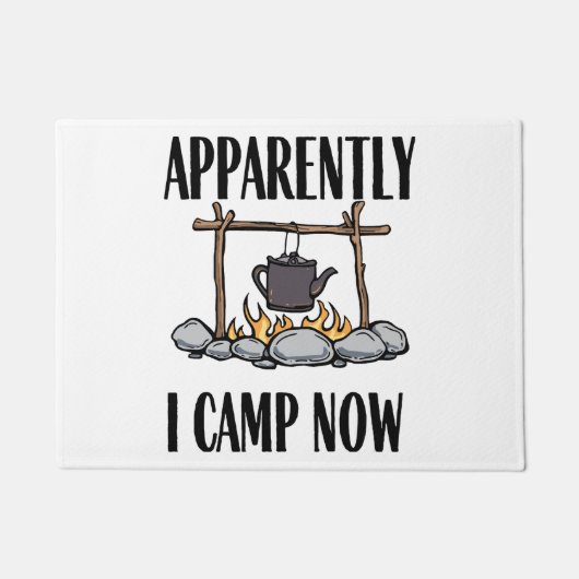 Blijkbaar kampeer ik nu Funny Camping Quote Deurmat (Voorkant)