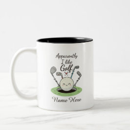 Blijkbaar vind ik golf leuk gepersonaliseerde naam tweekleurige koffiemok