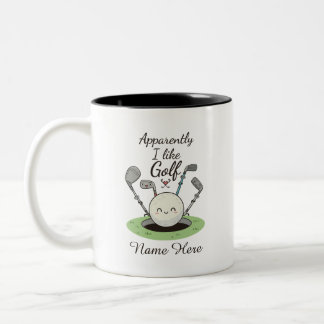 Blijkbaar vind ik golf leuk gepersonaliseerde naam tweekleurige koffiemok