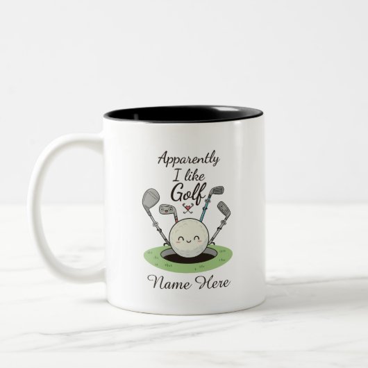 Blijkbaar vind ik golf leuk gepersonaliseerde naam tweekleurige koffiemok (Links)