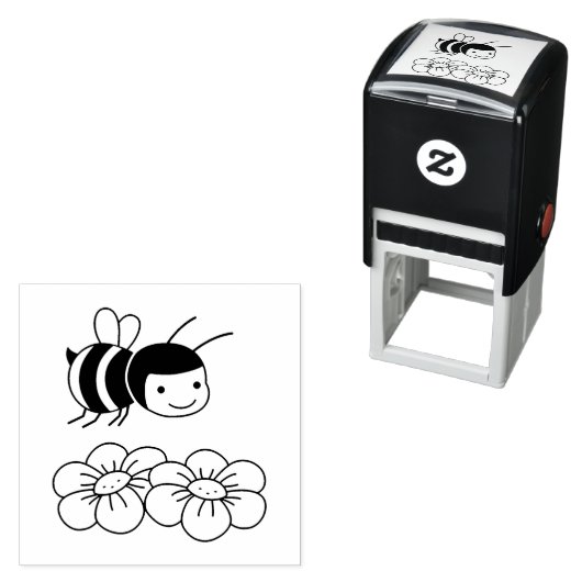 Blijke Bij en Bloemen Zelfinktende Stempel (In situ)