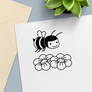 Blijke Bij en Bloemen Zelfinktende Stempel