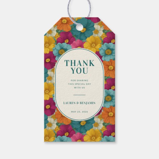 Blijke Bloemige Bedankkaart Cadeaulabel (Voorkant)