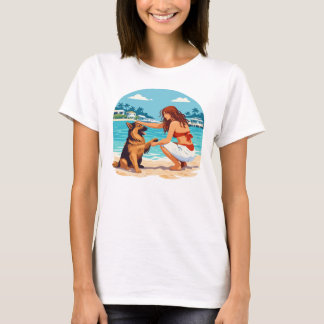 Blijke Duitse Herdershond En Vrouw Die Een Band Op T-shirt
