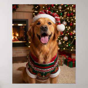 Blijke Goud Retriever Hond in Gezellige Trui Custo Poster