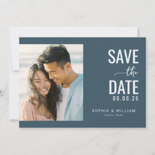 Blijke Navy Minimalistische Foto Save The Date