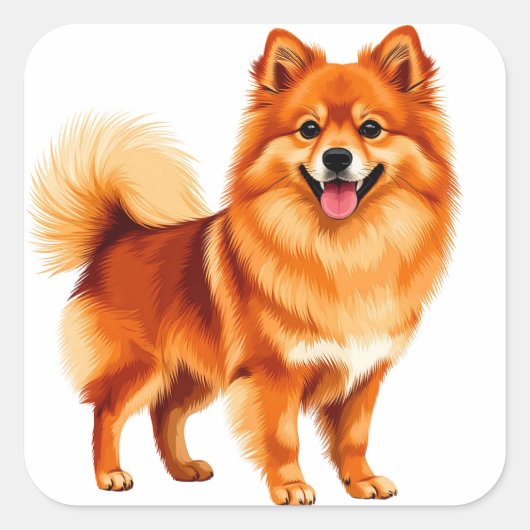 Blijke Pomeranian hond Vierkante Sticker (Voorkant)