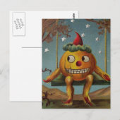 Blijke Pompoen (Oude Halloweenkaart) Briefkaart (Voorkant / Achterkant)