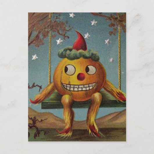 Blijke Pompoen (Oude Halloweenkaart) Briefkaart (Voorkant)