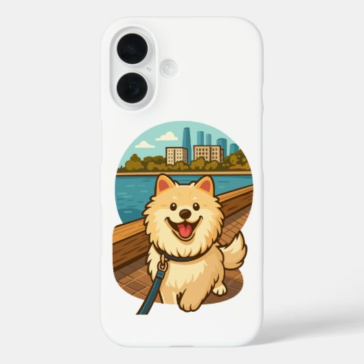 Blijke Samojed Wandelt langs het Stads Waterfront Case-Mate iPhone Case (Achterkant)