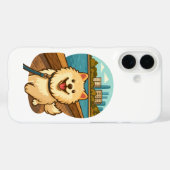Blijke Samojed Wandelt langs het Stads Waterfront Case-Mate iPhone Case (Achterkant (horizontaal))