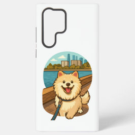 Blijke Samojed Wandelt langs het Stads Waterfront Samsung Galaxy Hoesje