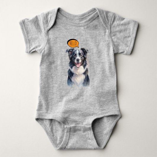 Blijmoedige Border Collie in Waterverf Romper (Voorkant)