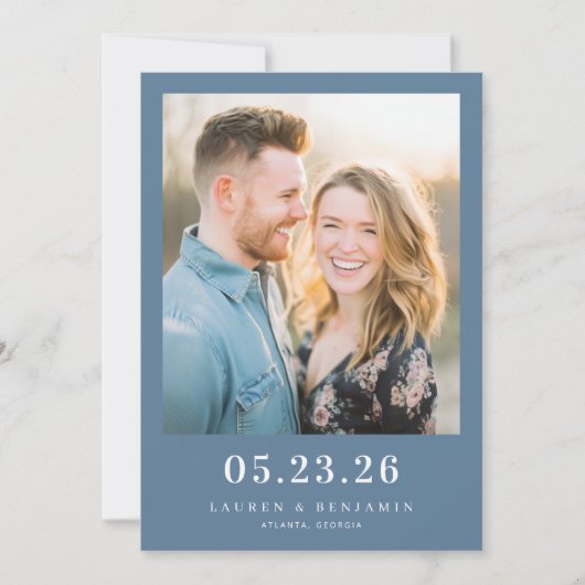 Blijmoedige marine candid foto save the date (Voorkant)