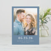 Blijmoedige marine candid foto save the date (Staand voorkant)