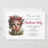 Blijmoedige Oma Cartoon Kerstfeest Uitnodiging (Voorkant)
