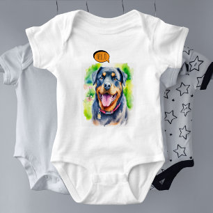 Blijmoedige Rottweiler Huisdier in Waterverf Romper