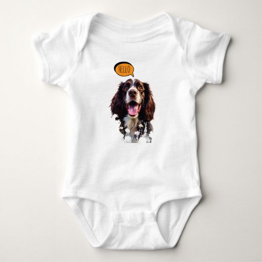 Blijmoedige Springer Spaniel  in Waterverf Romper (Voorkant)