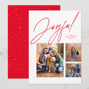 Blijrode driefoto familie Kerstmis Feestdagenkaart