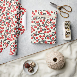 Blijrode Kersen Illustratie Cadeaupapier