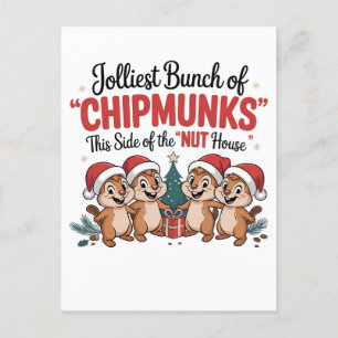 Blijste groep chipmunks Grappige Knaagdieren Kerst Uitnodiging Briefkaart