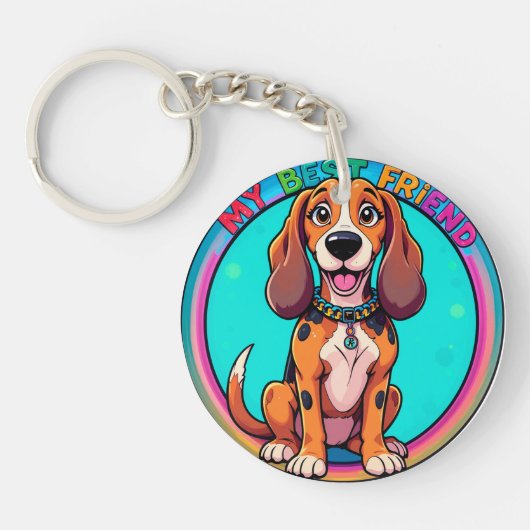 Blijtekenaar Beagle Hond Mijn Beste Vriend Sleutelhanger (Voorkant)