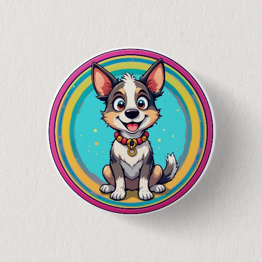 Blijtekenende Hond Ronde Button 3,2 Cm (Voorkant)