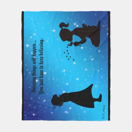 Blijven geloven in Starry Sky Med met zwarte achte Fleece Deken (Voorkant)