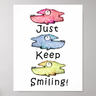 Blijven glimlachen! Kleurrijke getande vis Poster