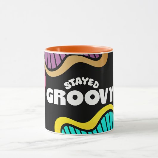 Blijven groovy hippie jaren 60 designy doodle mok (Midden)