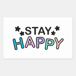 Blijven Happy Wording Rechthoekige Sticker