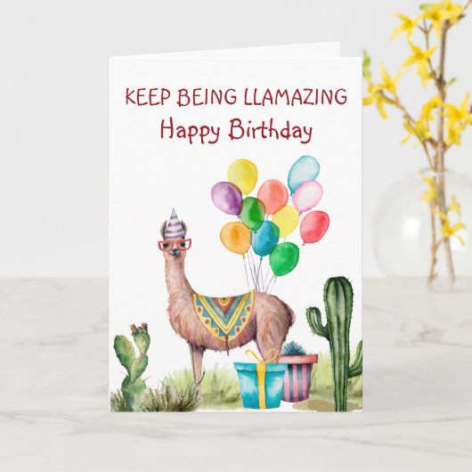 Blijven lamazing Birthday Kaart (Gele Bloem)