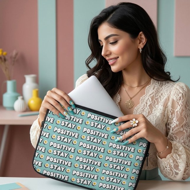 Blijven Positief Laptop Sleeve (Creator heeft geüpload)
