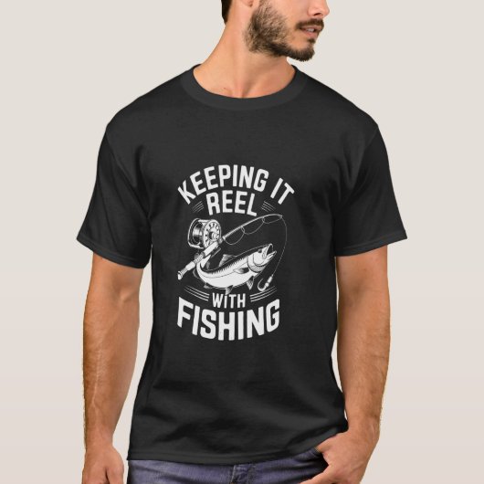 Blijven Vissen met Reel T-shirt (Voorkant)